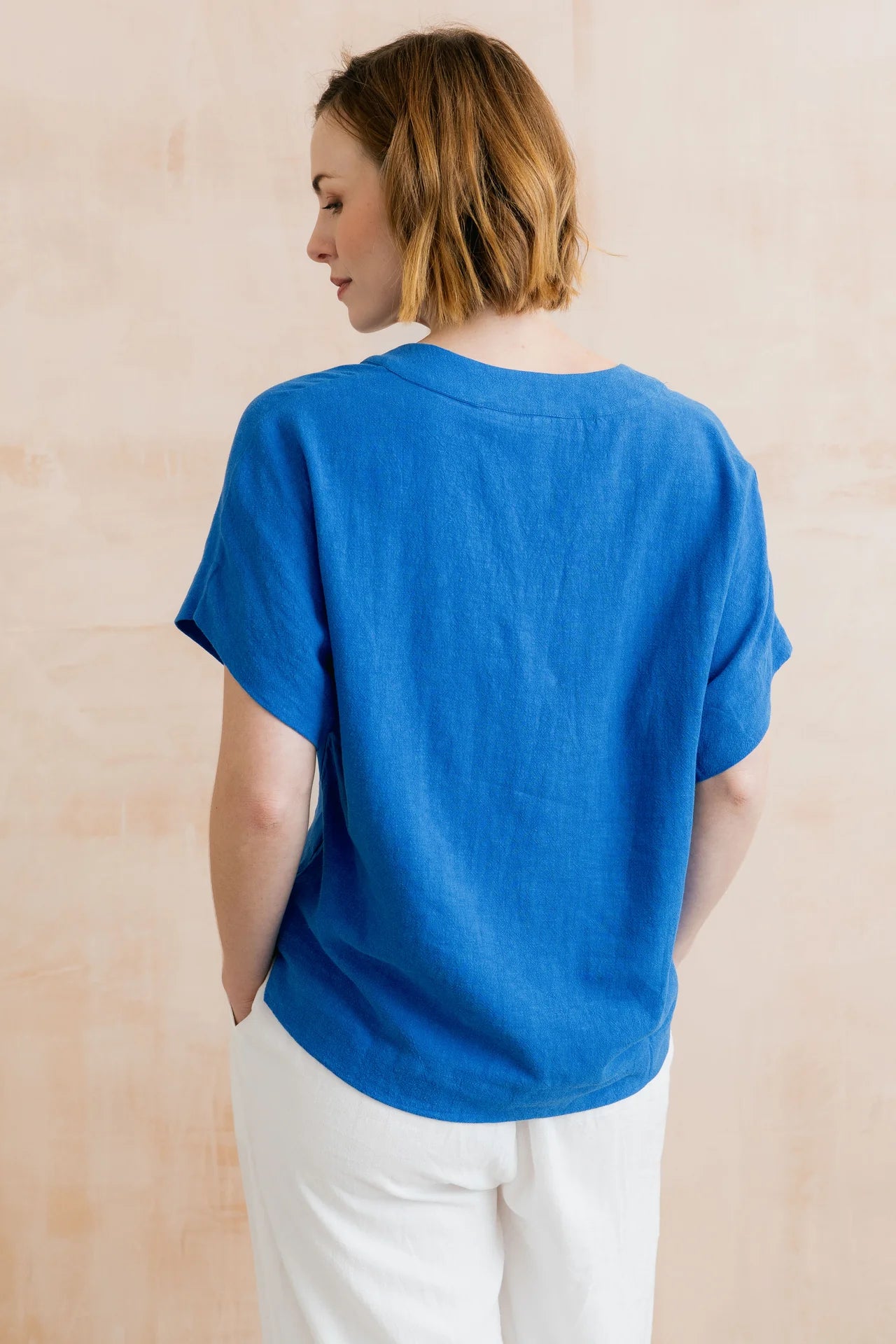 Lily & Me Orchard Top Plain Linen Colbalt