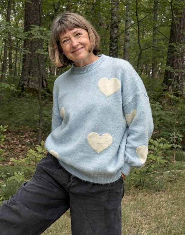 Saskia Soft Heart Jumper Blue Ginger + Gray