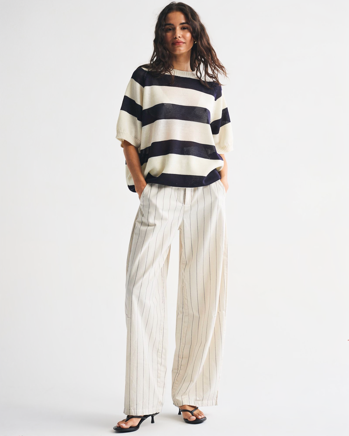 Striped Blue and Cream Knit Jumper