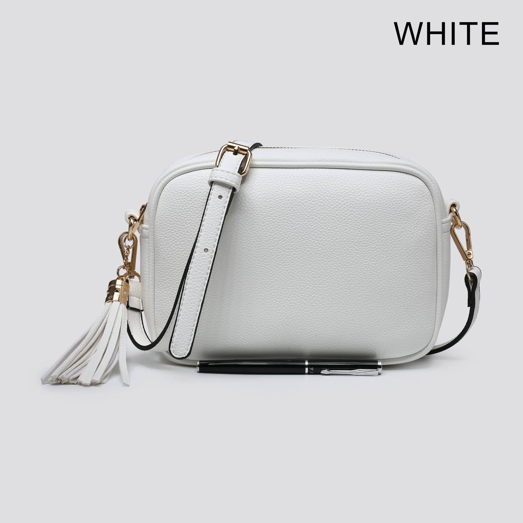 Premium Vegan Leather Camera Crossbody Bag JNY8096: SILVER
