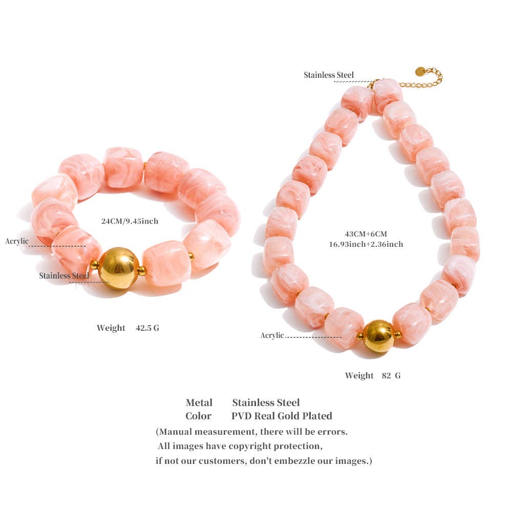 Acrylic Beaded Chunky Bracelet - 11 Colours: Navy