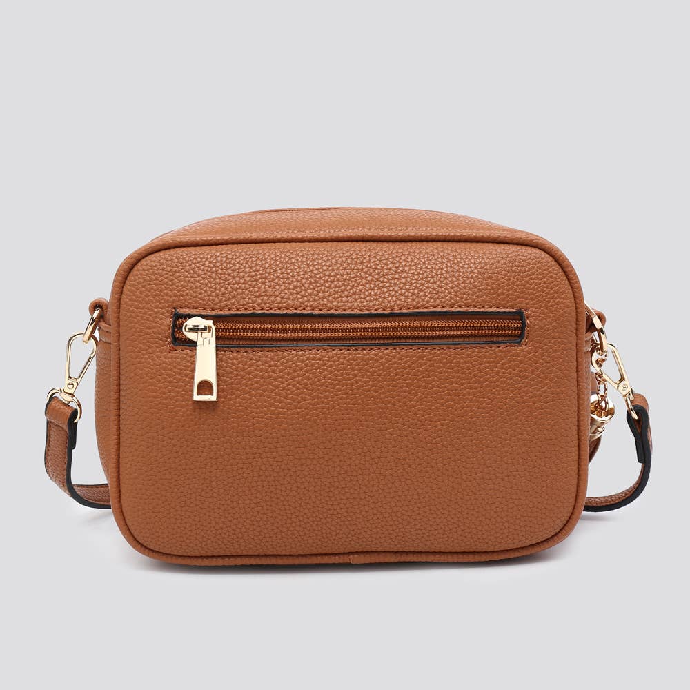 Premium Vegan Leather Camera Star Crossbody Bag #JNY3435AW26: BROWN