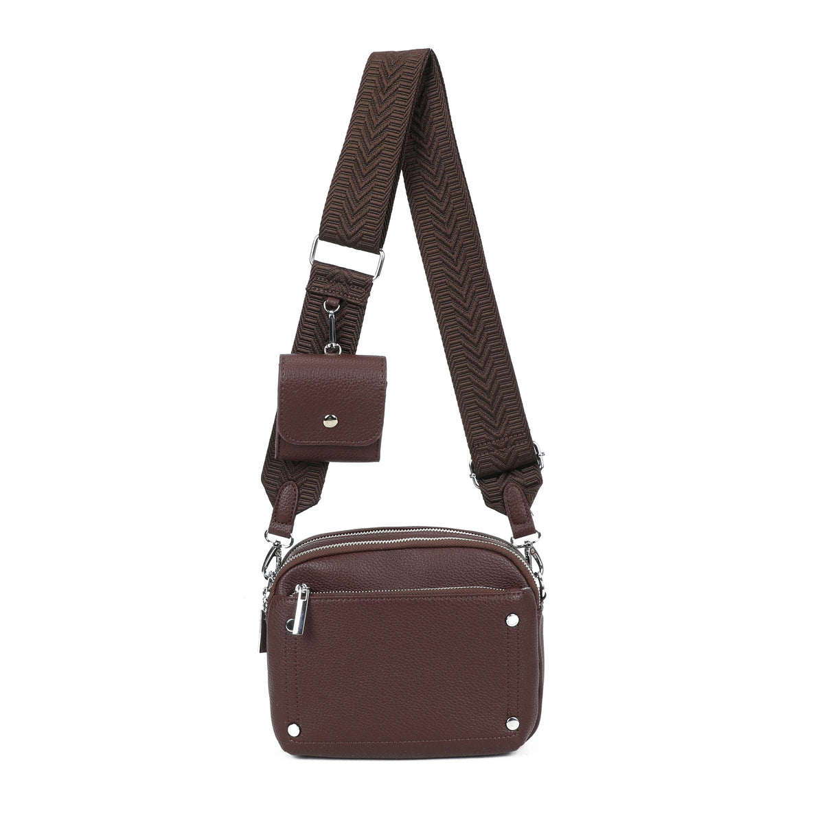 JM1377 Crossbody Bag with Wide Strap and Coin Pouch: Gray