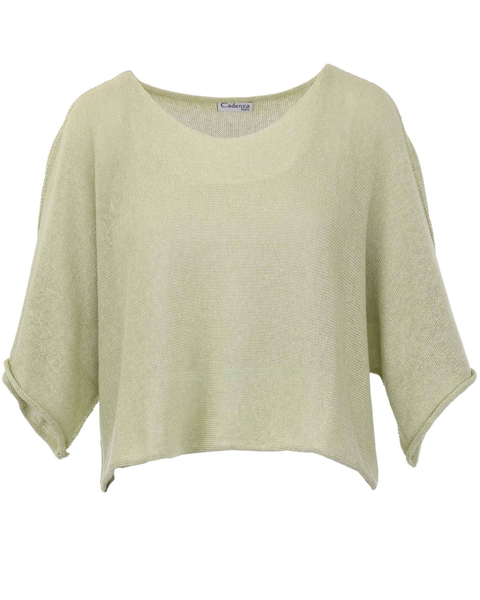 Cotton Blend Short Tunic Top: Sage / One Size
