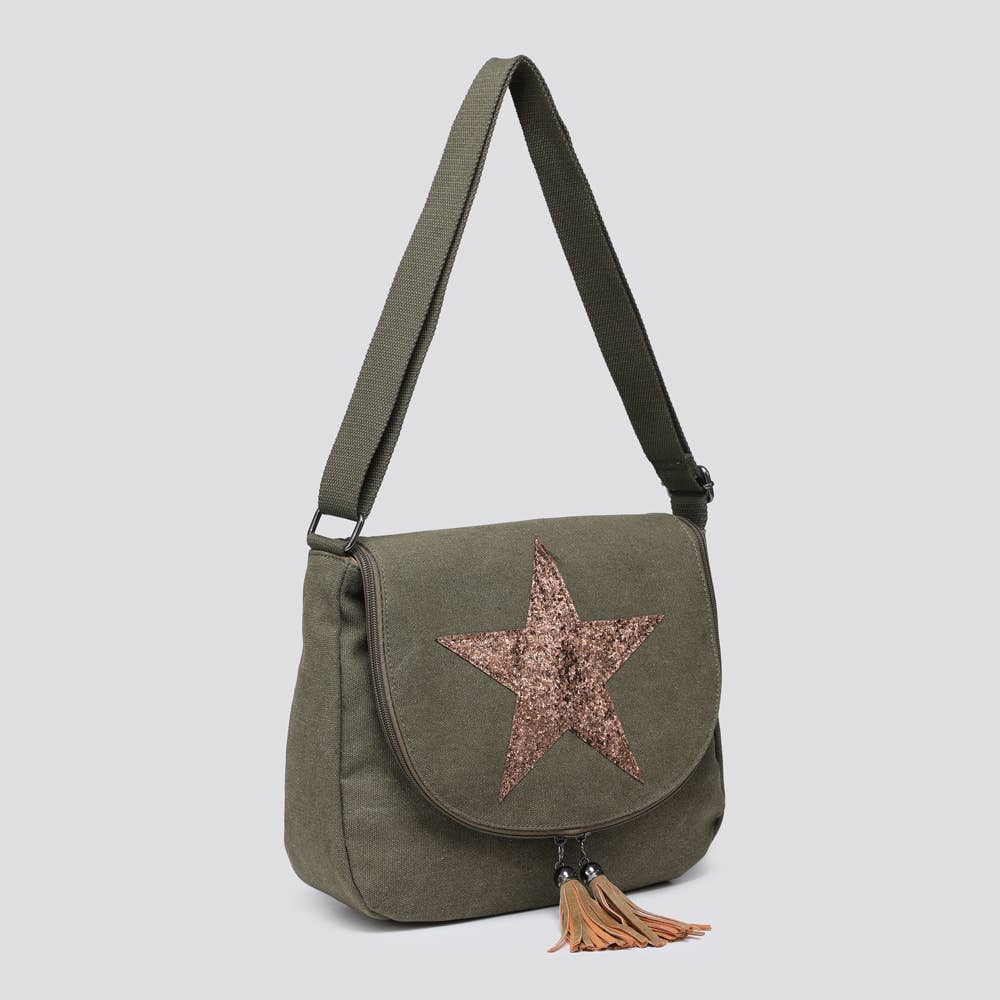 2254 Canvas Star Crossbody Bag: NAVY