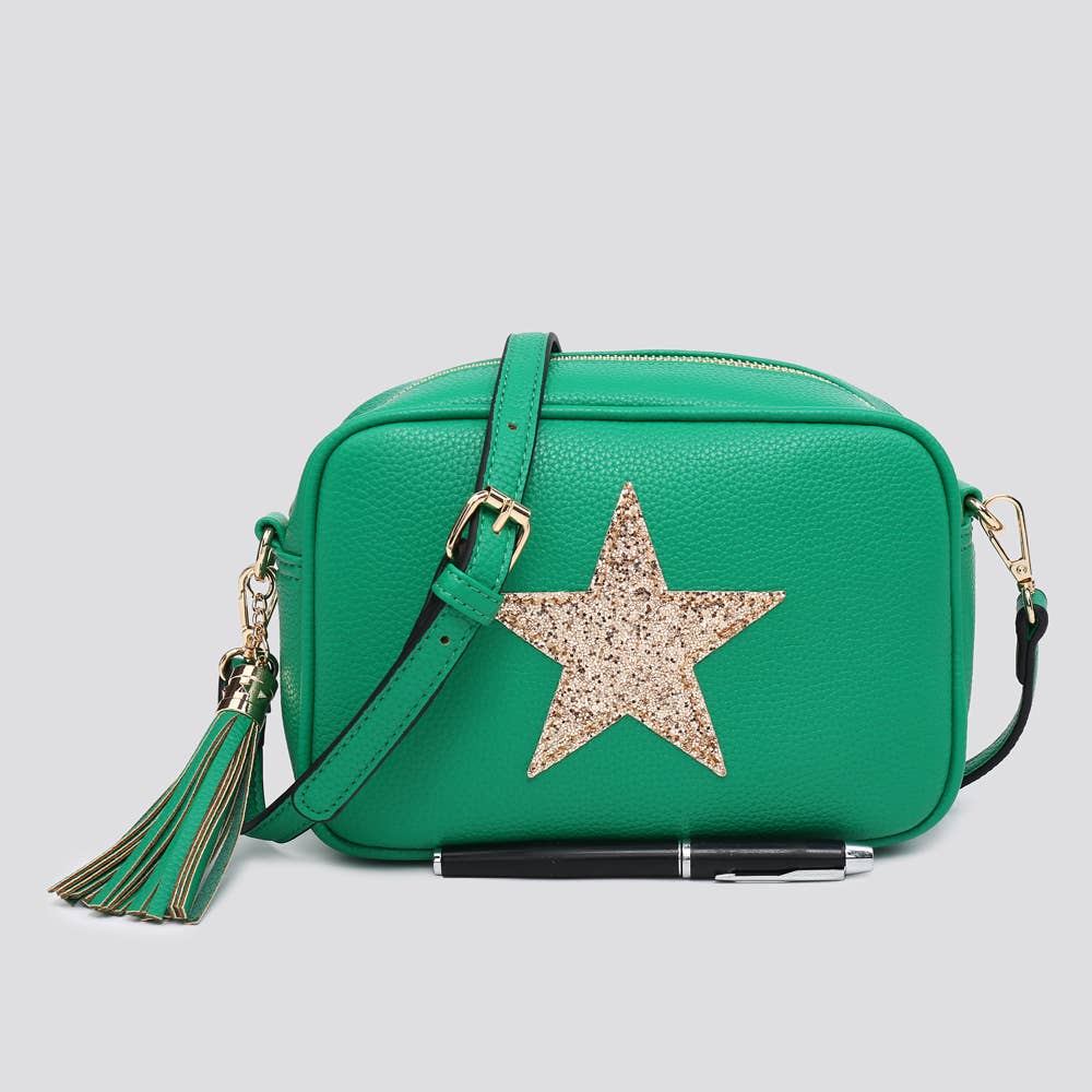 Premium Vegan Leather Camera Star Crossbody Bag #JNY3435AW26: BEIGE