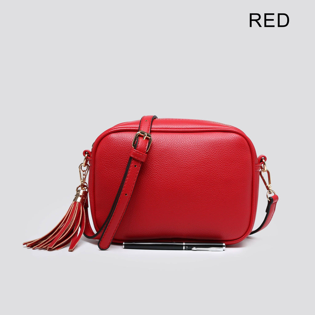 Premium Vegan Leather Camera Crossbody Bag JNY8096: RED