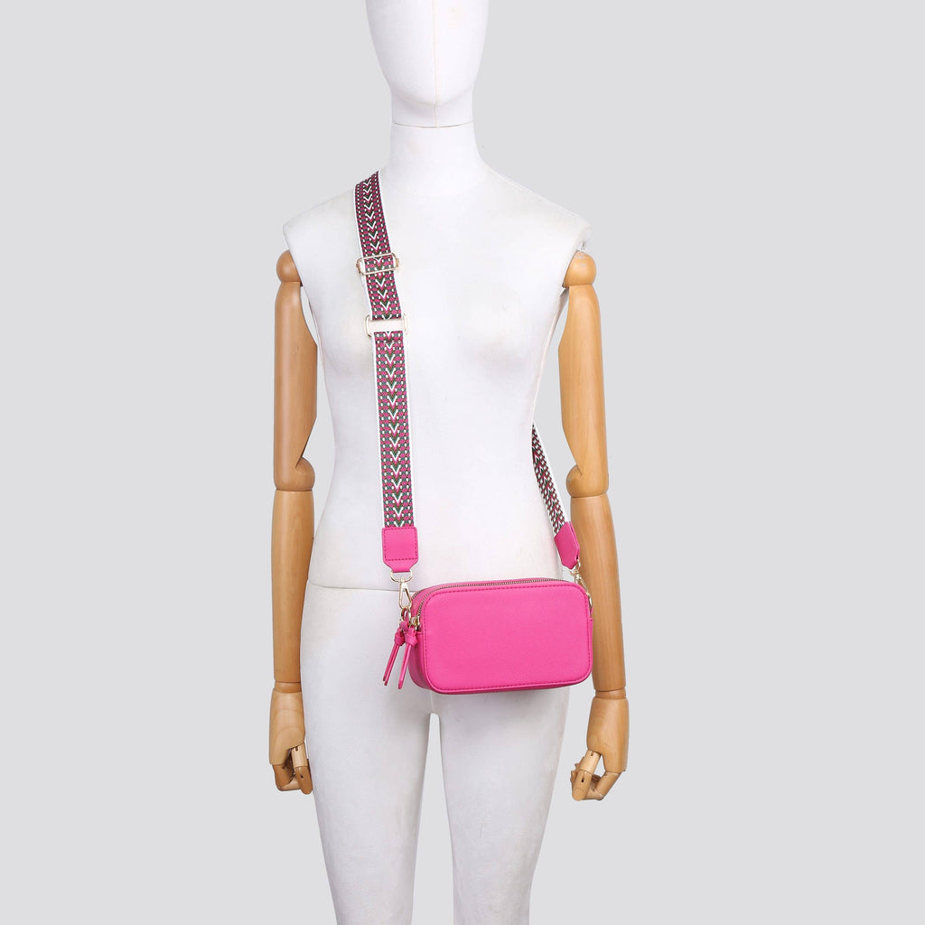 Leather Look Double Compartment Crossbody Bag # 3310: ORANGE