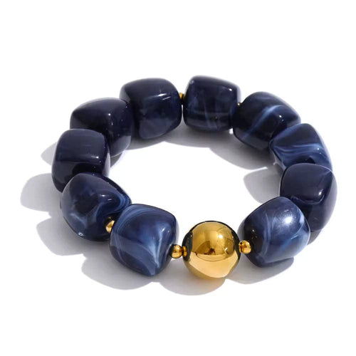 Acrylic Beaded Chunky Bracelet - 11 Colours: Navy