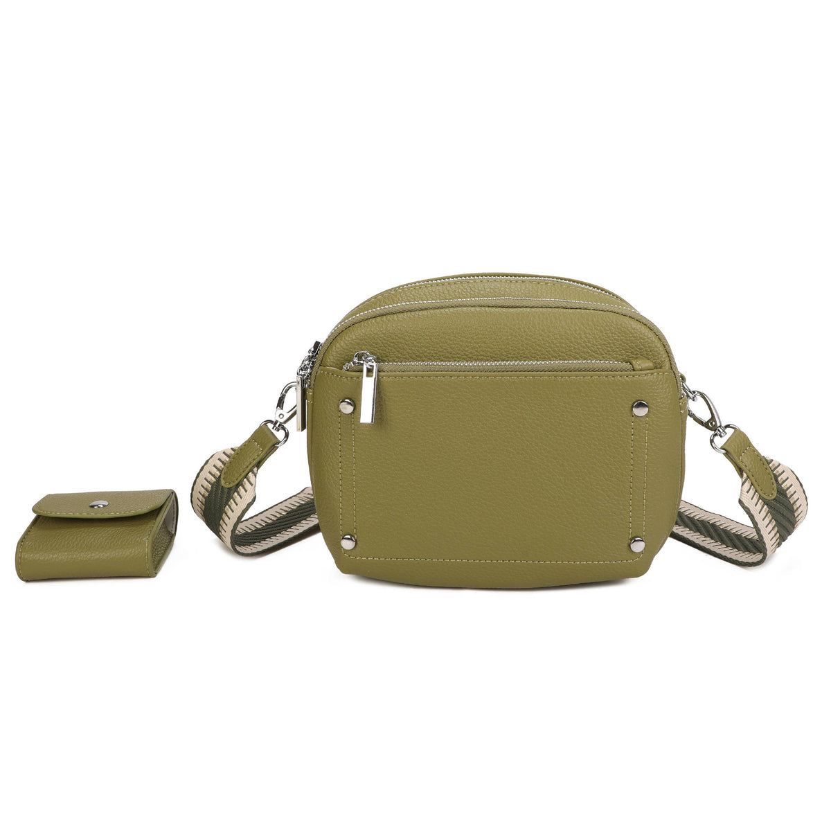 JM1377 Crossbody Bag with Wide Strap and Coin Pouch: Gray