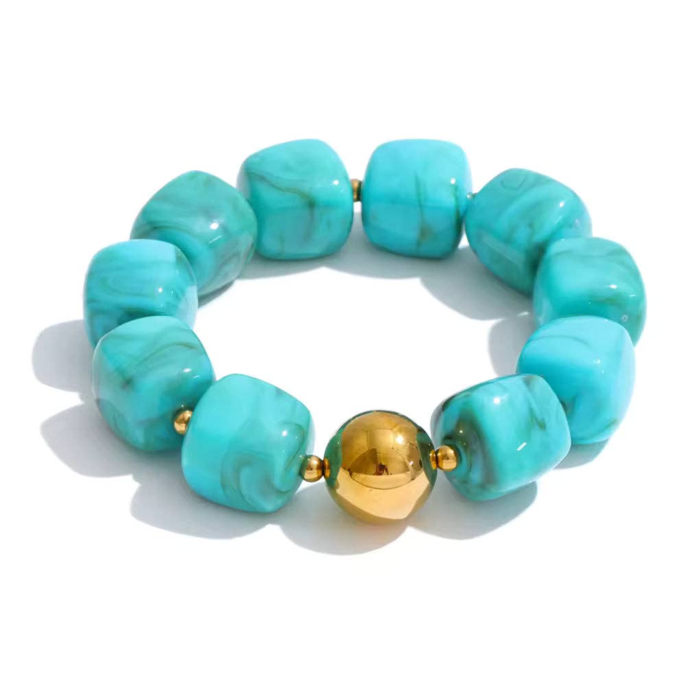 Acrylic Beaded Chunky Bracelet - 11 Colours: Navy