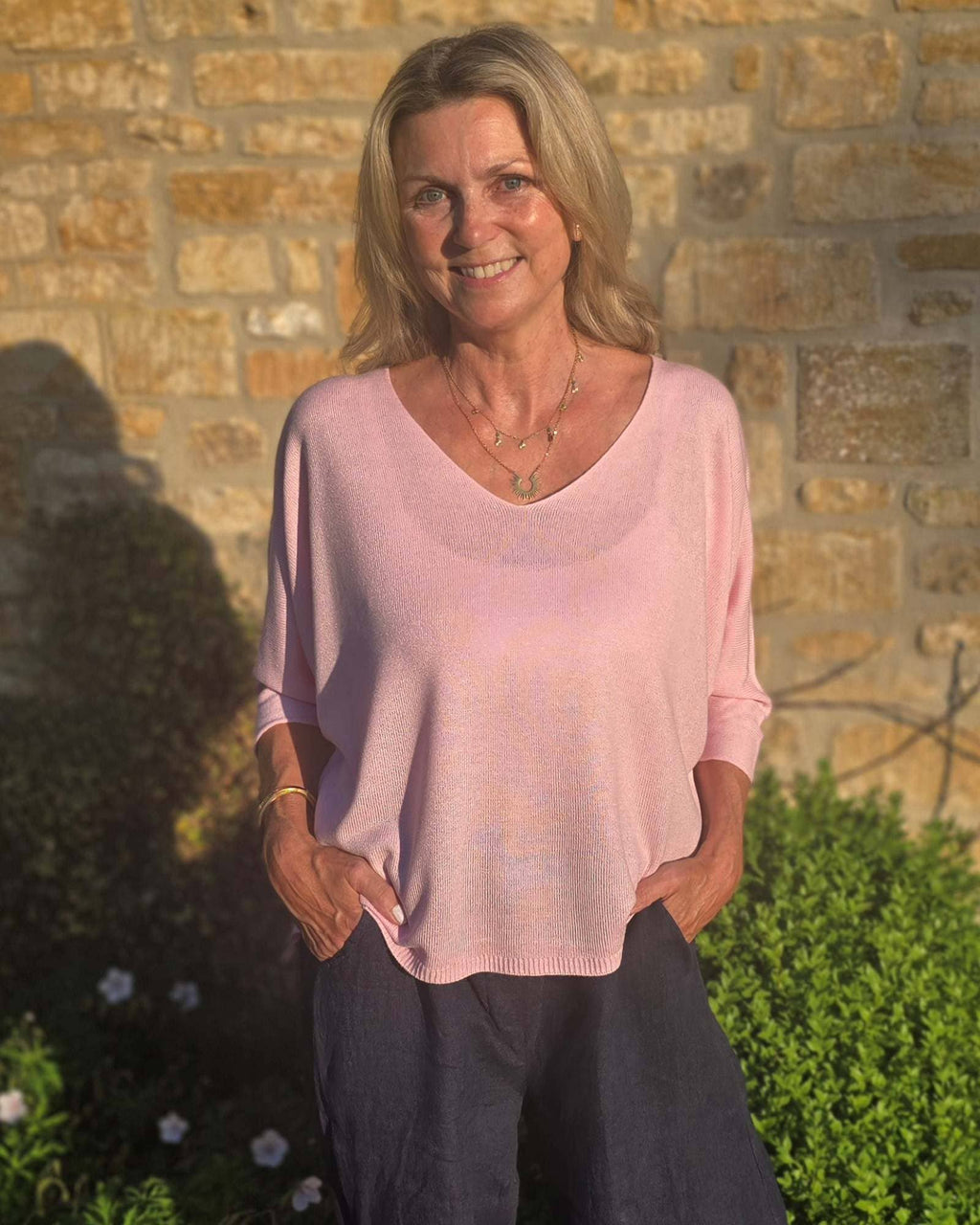 Summer Knit Top: Rose Pink