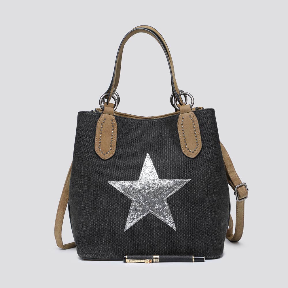 2254 Canvas Star Crossbody Bag: NAVY