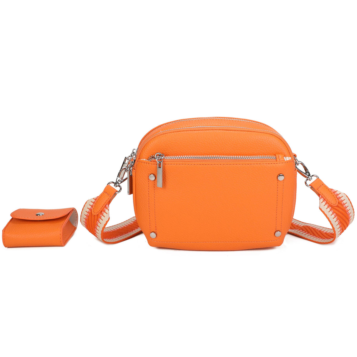 JM1377 Crossbody Bag with Wide Strap and Coin Pouch: Coffee