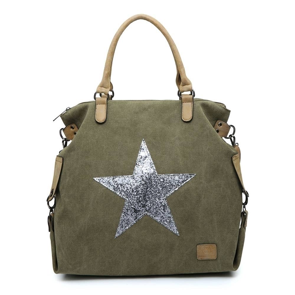 2253 Large Canvas Star Bags: BLACK
