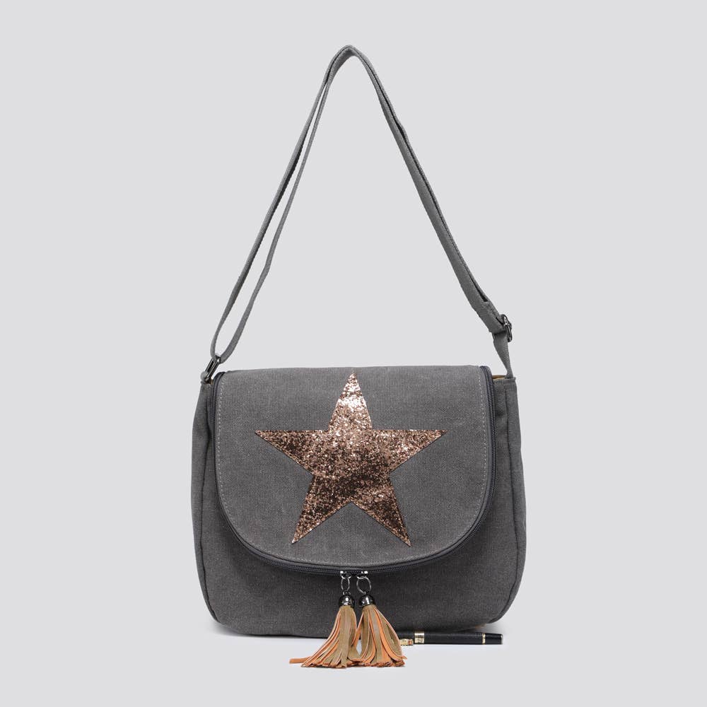 2254 Canvas Star Crossbody Bag: NAVY
