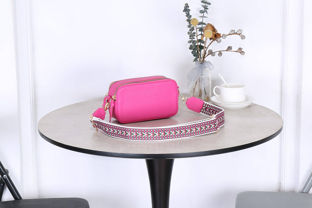 Leather Look Double Compartment Crossbody Bag # 3310: GREEN