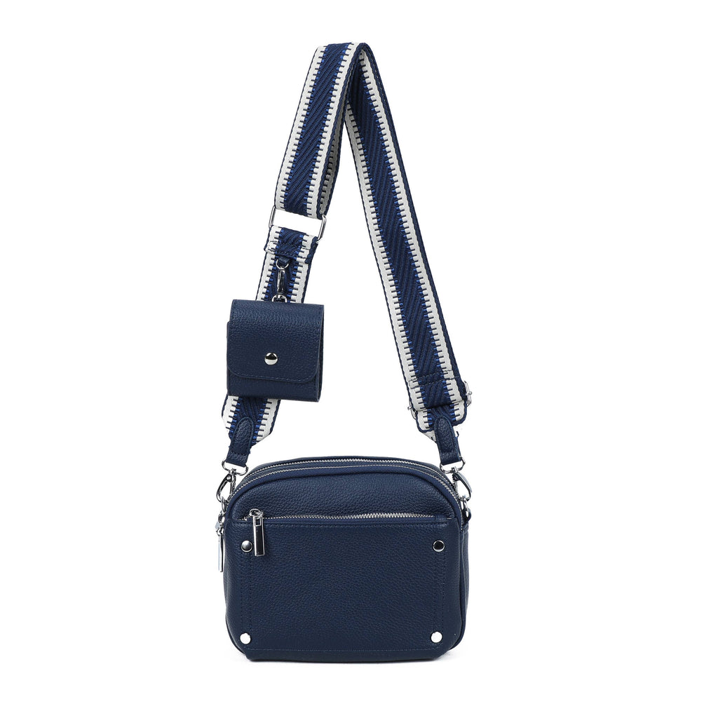 JM1377 Crossbody Bag with Wide Strap and Coin Pouch: Coffee