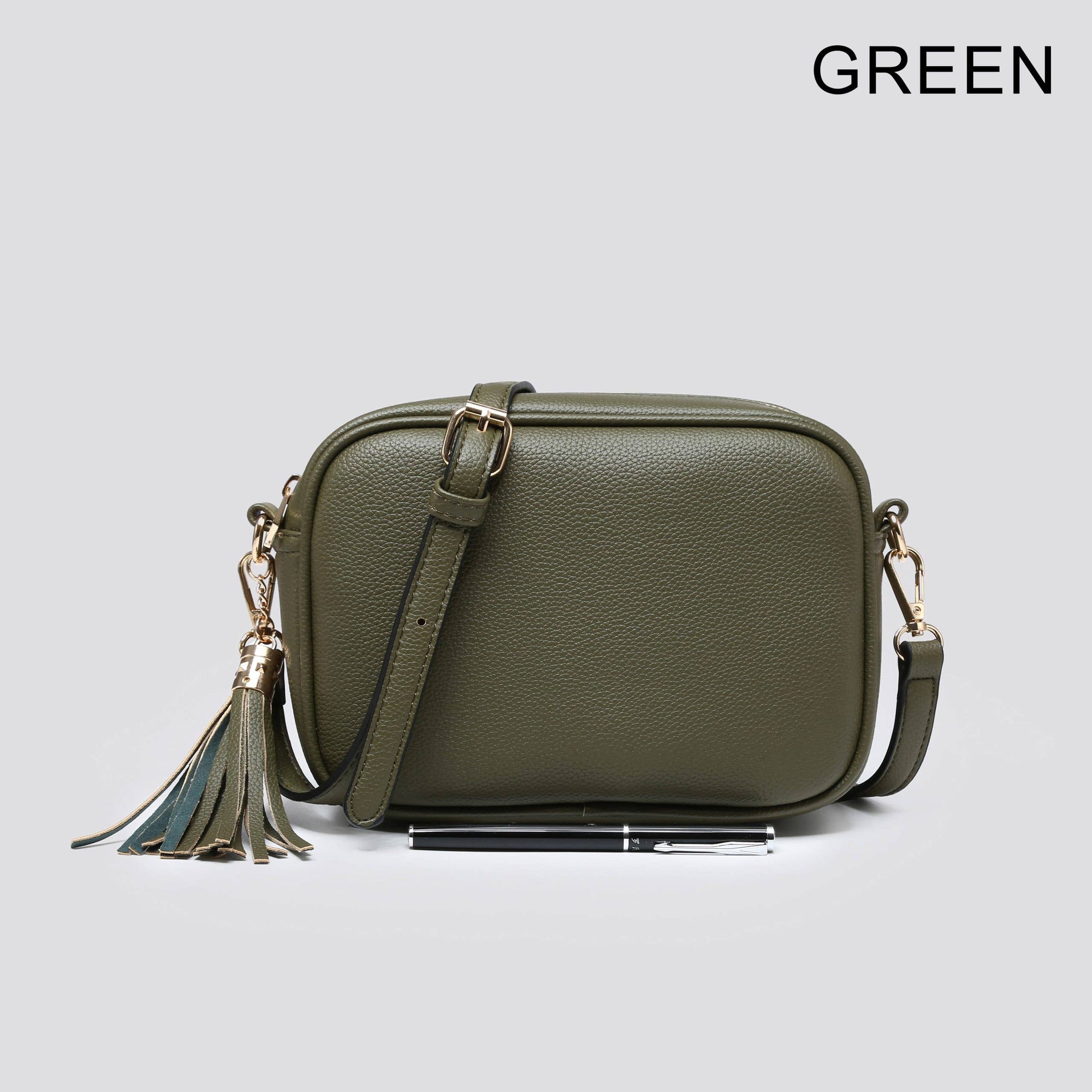 Premium Vegan Leather Camera Crossbody Bag JNY8096: OLIVE