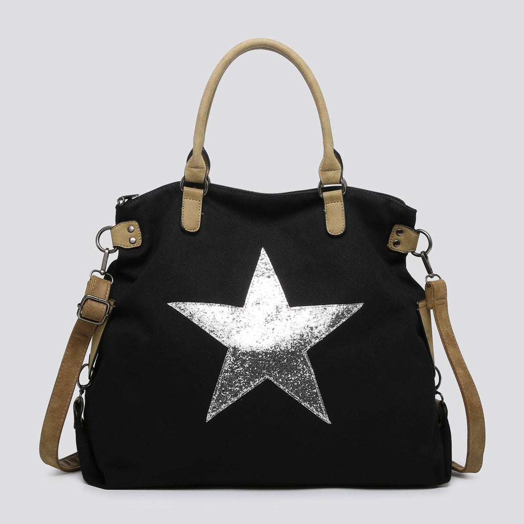 2253 Large Canvas Star Bags: BROWN