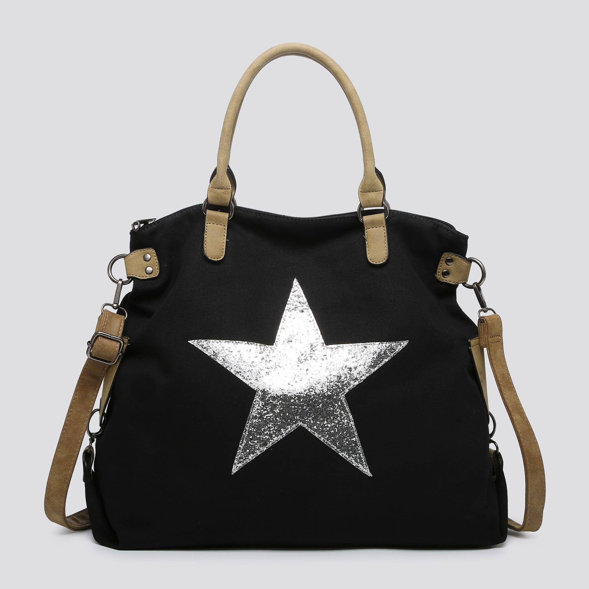 2253 Large Canvas Star Bags: BROWN