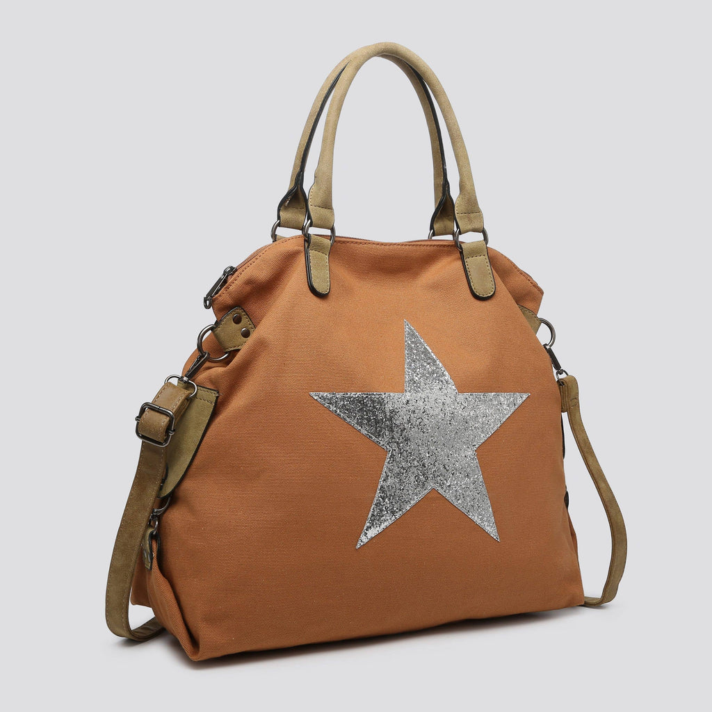 2253 Large Canvas Star Bags: BLACK