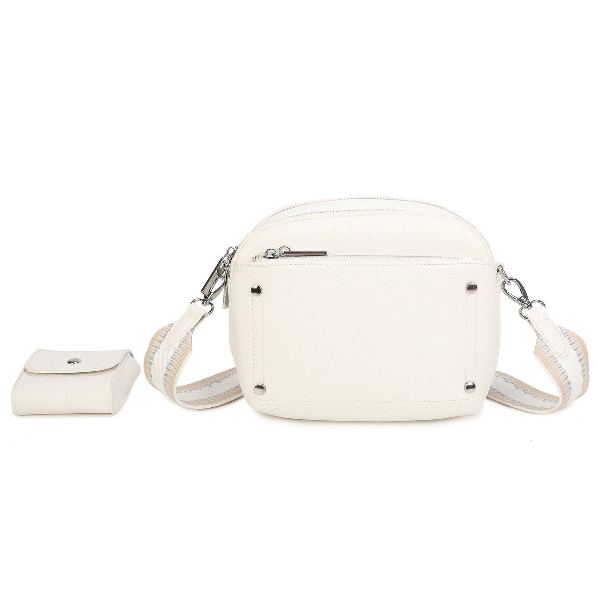 JM1377 Crossbody Bag with Wide Strap and Coin Pouch: Coffee