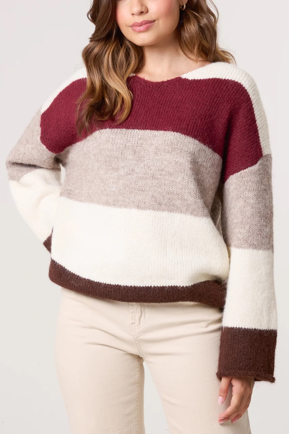 Striped Colour Block Knit Jumper