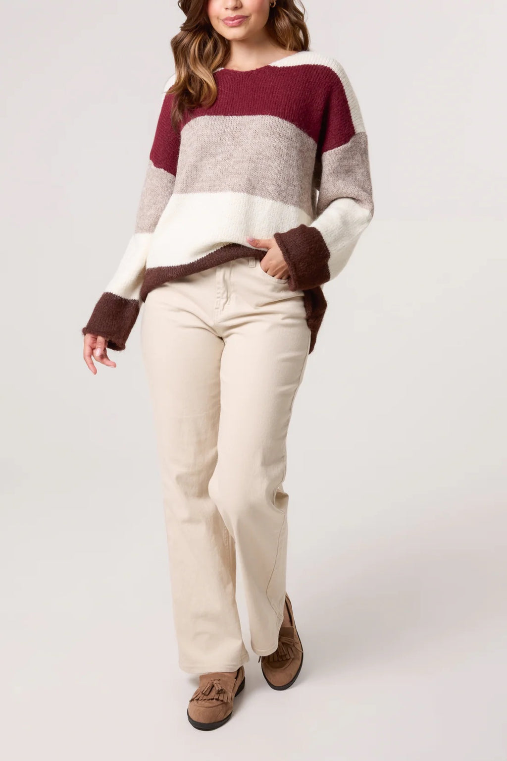 Striped Colour Block Knit Jumper