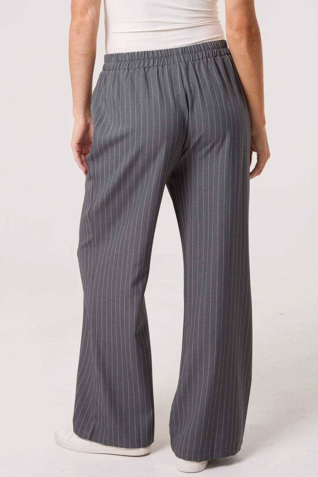 Nova London Elasticated Pinstripe Wide Leg Trousers