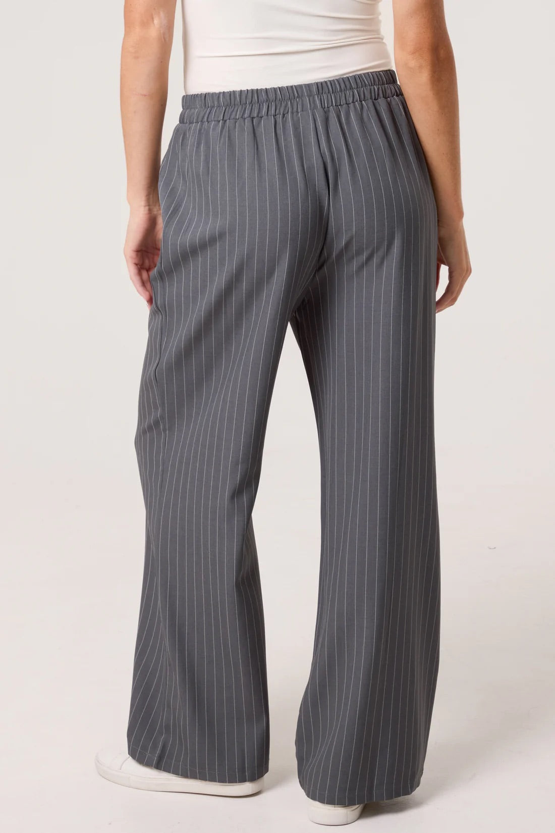 Nova London Elasticated Pinstripe Wide Leg Trousers