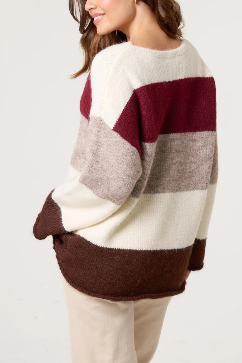 Striped Colour Block Knit Jumper