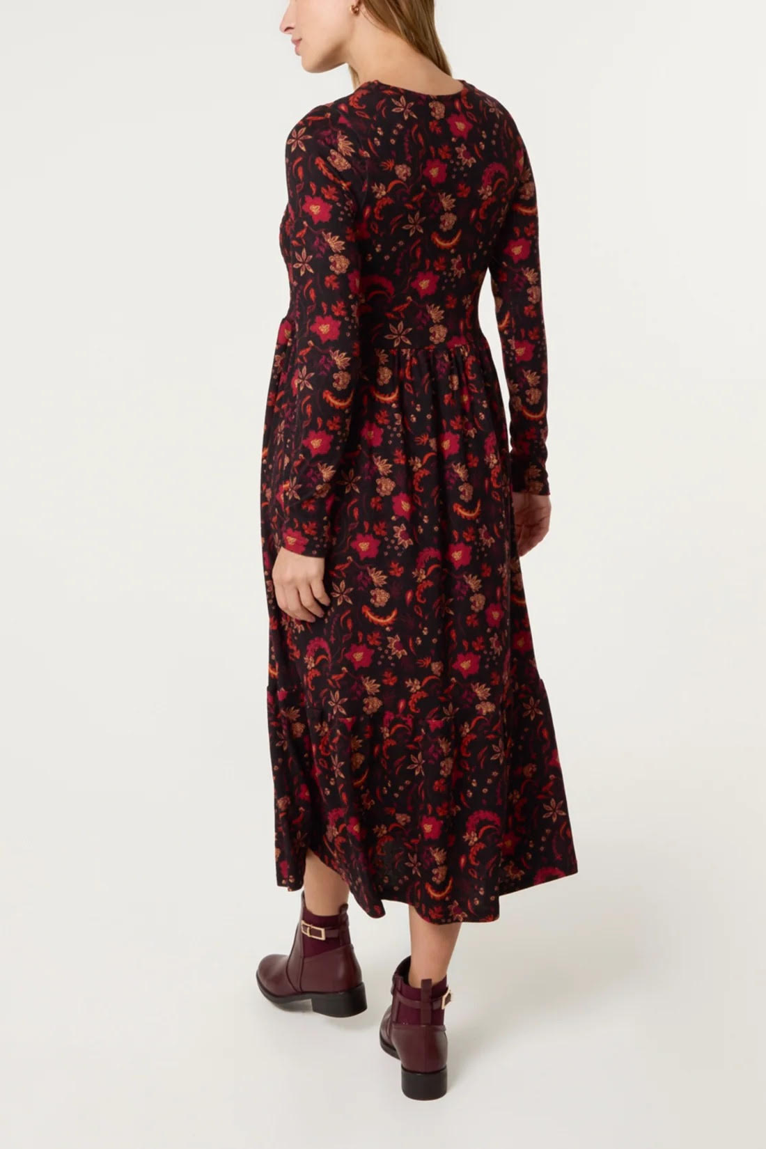 Autumnal Shirred Bust Cut & Sew Dress